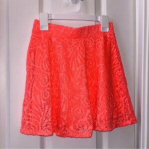 Aeropostale Bright Coral Lace Mini Skirt